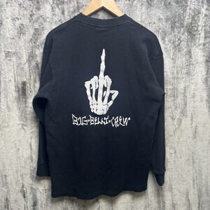 Y2K Big Belly Crew Men Graphic T-Shirt Thermal Black Size XL Long Sleeve